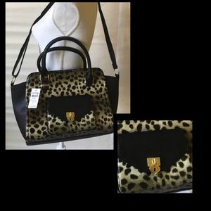 Animal print tote with crossbody strap